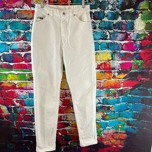 Vintage 90s White Lee Mom Jeans Womens 12 M High Waisted Tapered Made In USA